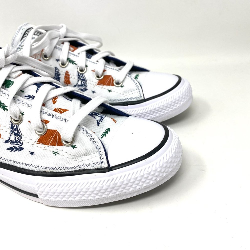 Converse Women's 672440F CTAS OX White Camping Themed Print Low Canvas Sneakers - Picture 2 of 10